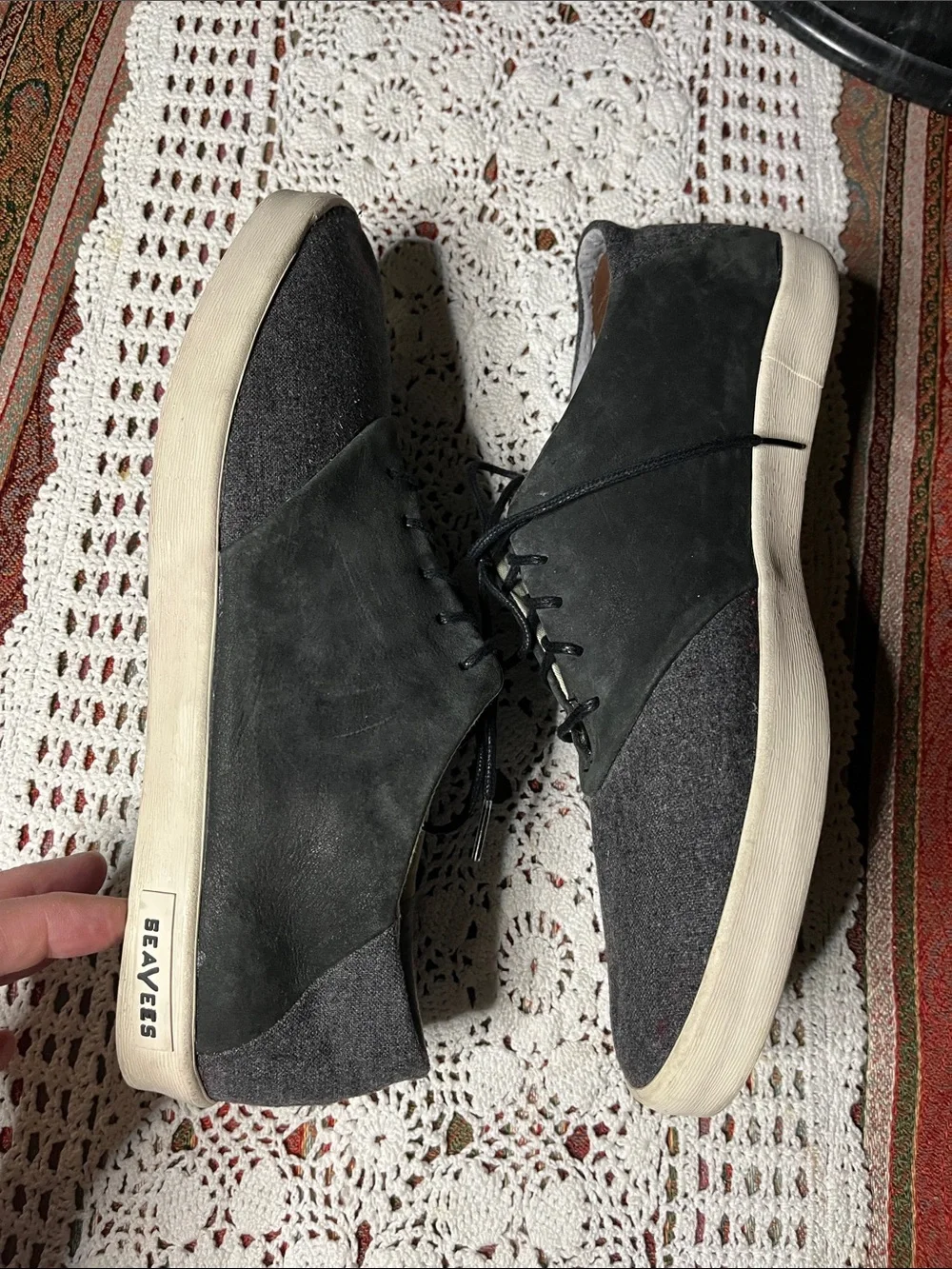 SeaVees saddle Oxford  charcoal Suede & wool Felt Casual Lace-Up Sneaker